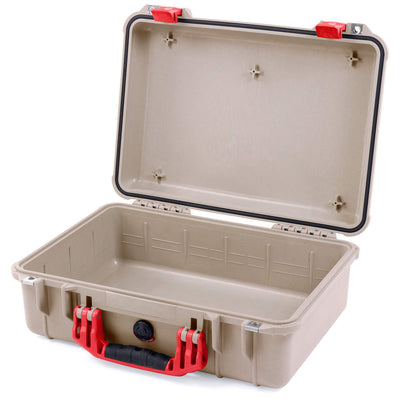 Pelican 1500 Case, Desert Tan with Red Handle & Latches None (Case Only) ColorCase 015000-0000-310-150