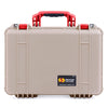 Pelican 1500 Case, Desert Tan with Red Handle & Latches ColorCase