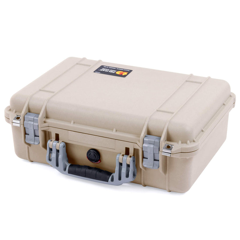 Pelican 1500 Case, Desert Tan with Silver Handle & Latches ColorCase 