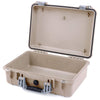 Pelican 1500 Case, Desert Tan with Silver Handle & Latches None (Case Only) ColorCase 015000-0000-310-180