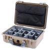 Pelican 1500 Case, Desert Tan with Silver Handle & Latches Gray Padded Microfiber Dividers with Computer Pouch ColorCase 015000-0270-310-180