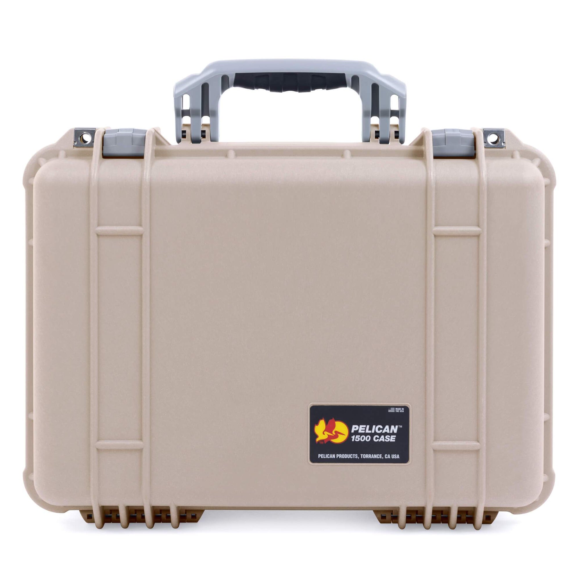 Pelican 1500 Case, Desert Tan with Silver Handle & Latches ColorCase 