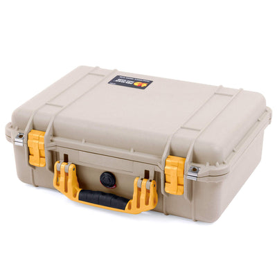 Pelican 1500 Case, Desert Tan with Yellow Handle & Latches ColorCase