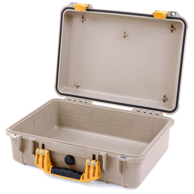 Pelican 1500 Case, Desert Tan with Yellow Handle & Latches None (Case Only) ColorCase 015000-0000-310-240