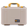 Pelican 1500 Case, Desert Tan with Yellow Handle & Latches ColorCase