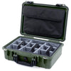 Pelican 1500 Case, OD Green with Black Handle & Latches Gray Padded Microfiber Dividers with Computer Pouch ColorCase 015000-0270-130-110