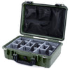 Pelican 1500 Case, OD Green with Black Handle & Latches Gray Padded Microfiber Dividers with Mesh Lid Organizer ColorCase 015000-0170-130-110