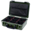 Pelican 1500 Case, OD Green with Black Handle & Latches TrekPak Divider System with Computer Pouch ColorCase 015000-0220-130-110