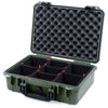 Pelican 1500 Case, OD Green with Black Handle & Latches TrekPak Divider System with Convolute Lid Foam ColorCase 015000-0020-130-110