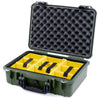 Pelican 1500 Case, OD Green with Black Handle & Latches Yellow Padded Microfiber Dividers with Convolute Lid Foam ColorCase 015000-0010-130-110