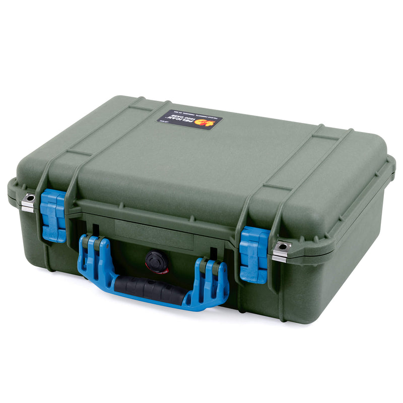 Pelican 1500 Case, OD Green with Blue Handle & Latches ColorCase 