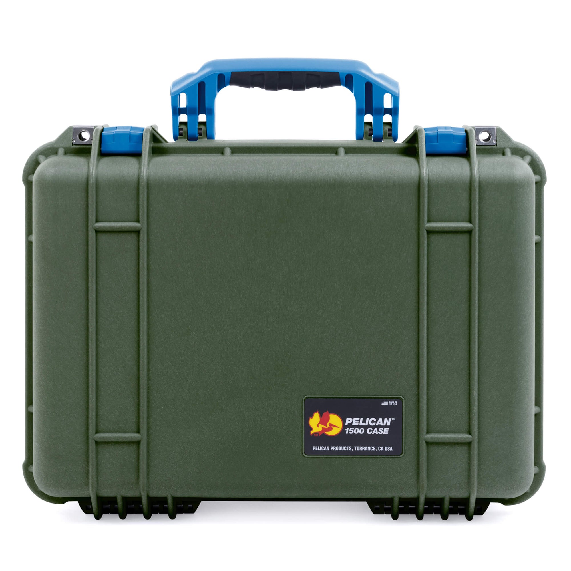 Pelican 1500 Case, OD Green with Blue Handle & Latches ColorCase 