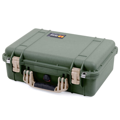 Pelican 1500 Case, OD Green with Desert Tan Handle & Latches ColorCase