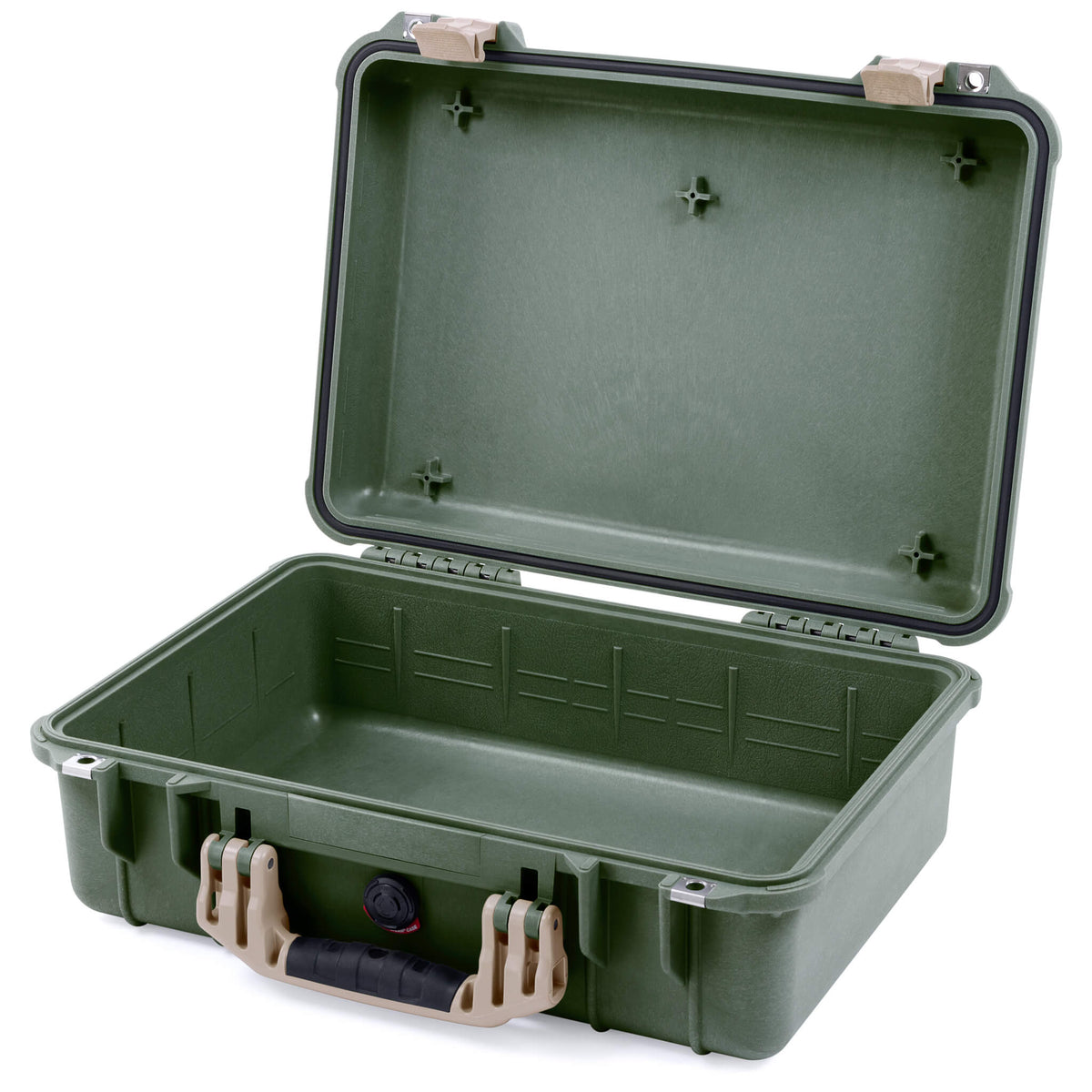Pelican 1500 Case, OD Green with Desert Tan Handle &amp; Latches None (Case Only) ColorCase 015000-0000-130-310