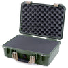 Pelican 1500 Case, OD Green with Desert Tan Handle & Latches Pick & Pluck Foam with Convolute Lid Foam ColorCase 015000-0001-130-310