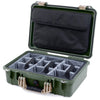 Pelican 1500 Case, OD Green with Desert Tan Handle & Latches Gray Padded Microfiber Dividers with Computer Pouch ColorCase 015000-0270-130-310