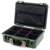 Pelican 1500 Case, OD Green with Desert Tan Handle & Latches TrekPak Divider System with Computer Pouch ColorCase 015000-0220-130-310