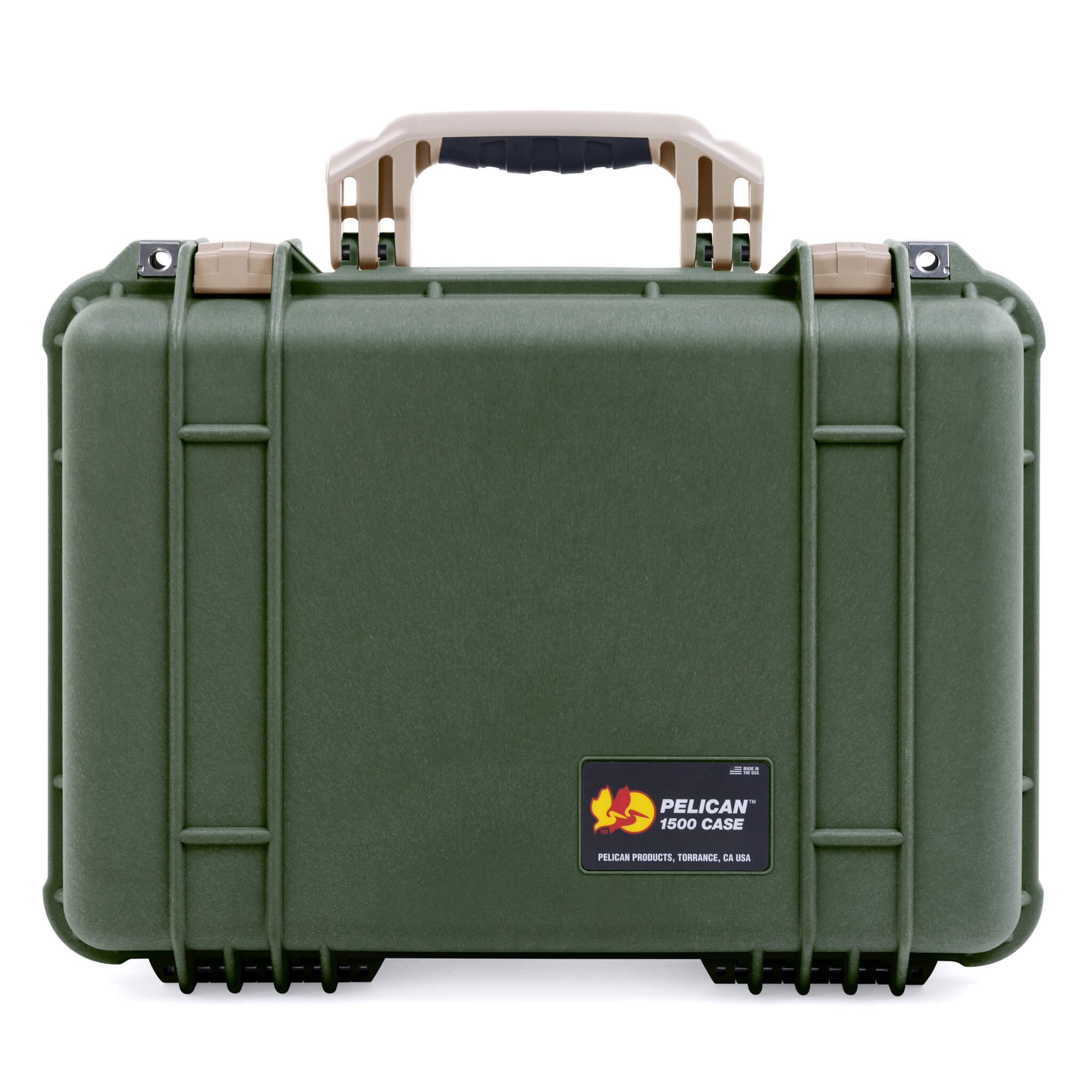 Pelican 1500 Case, OD Green with Desert Tan Handle & Latches ColorCase 