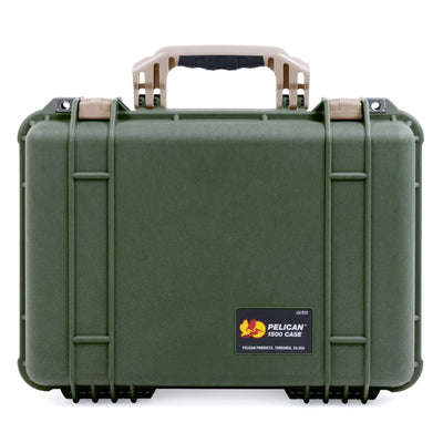 Pelican 1500 Case, OD Green with Desert Tan Handle & Latches ColorCase