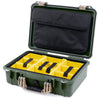 Pelican 1500 Case, OD Green with Desert Tan Handle & Latches Yellow Padded Microfiber Dividers with Computer Pouch ColorCase 015000-0210-130-310