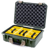 Pelican 1500 Case, OD Green with Desert Tan Handle & Latches Yellow Padded Microfiber Dividers with Convolute Lid Foam ColorCase 015000-0010-130-310
