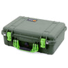 Pelican 1500 Case, OD Green with Lime Green Handle & Latches ColorCase