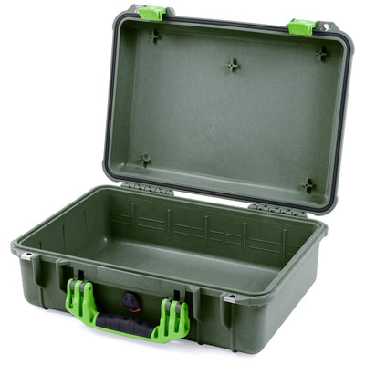 Pelican 1500 Case, OD Green with Lime Green Handle & Latches None (Case Only) ColorCase 015000-0000-130-300