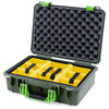 Pelican 1500 Case, OD Green with Lime Green Handle & Latches Yellow Padded Microfiber Dividers with Convolute Lid Foam ColorCase 015000-0010-130-300