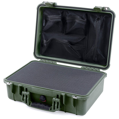 Pelican 1500 Case, OD Green Pick & Pluck Foam with Mesh Lid Organizer ColorCase 015000-0101-130-130