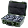 Pelican 1500 Case, OD Green Gray Padded Microfiber Dividers with Computer Pouch ColorCase 015000-0270-130-130