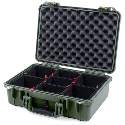 Pelican 1500 Case, OD Green TrekPak Divider System with Convolute Lid Foam ColorCase 015000-0020-130-130