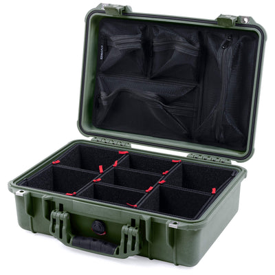 Pelican 1500 Case, OD Green TrekPak Divider System with Mesh Lid Organizer ColorCase 015000-0120-130-130