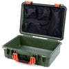 Pelican 1500 Case, OD Green with Orange Handle & Latches Mesh Lid Organizer Only ColorCase 015000-0100-130-150