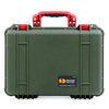 Pelican 1500 Case, OD Green with Red Handle & Latches ColorCase