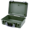 Pelican 1500 Case, OD Green with Silver Handle & Latches None (Case Only) ColorCase 015000-0000-130-180
