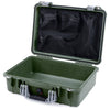 Pelican 1500 Case, OD Green with Silver Handle & Latches Mesh Lid Organizer Only ColorCase 015000-0100-130-180