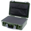 Pelican 1500 Case, OD Green with Silver Handle & Latches Pick & Pluck Foam with Computer Pouch ColorCase 015000-0201-130-180