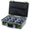 Pelican 1500 Case, OD Green with Silver Handle & Latches Gray Padded Microfiber Dividers with Computer Pouch ColorCase 015000-0270-130-180