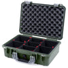Pelican 1500 Case, OD Green with Silver Handle & Latches TrekPak Divider System with Convolute Lid Foam ColorCase 015000-0020-130-180