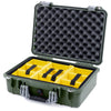 Pelican 1500 Case, OD Green with Silver Handle & Latches Yellow Padded Microfiber Dividers with Convolute Lid Foam ColorCase 015000-0010-130-180