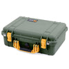 Pelican 1500 Case, OD Green with Yellow Handle & Latches ColorCase
