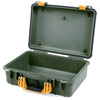 Pelican 1500 Case, OD Green with Yellow Handle & Latches None (Case Only) ColorCase 015000-0000-130-240