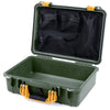 Pelican 1500 Case, OD Green with Yellow Handle & Latches Mesh Lid Organizer Only ColorCase 015000-0100-130-240