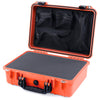 Pelican 1500 Case, Orange with Black Handle & Latches Pick & Pluck Foam with Mesh Lid Organizer ColorCase 015000-0101-150-110