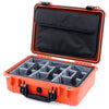 Pelican 1500 Case, Orange with Black Handle & Latches Gray Padded Microfiber Dividers with Computer Pouch ColorCase 015000-0270-150-110