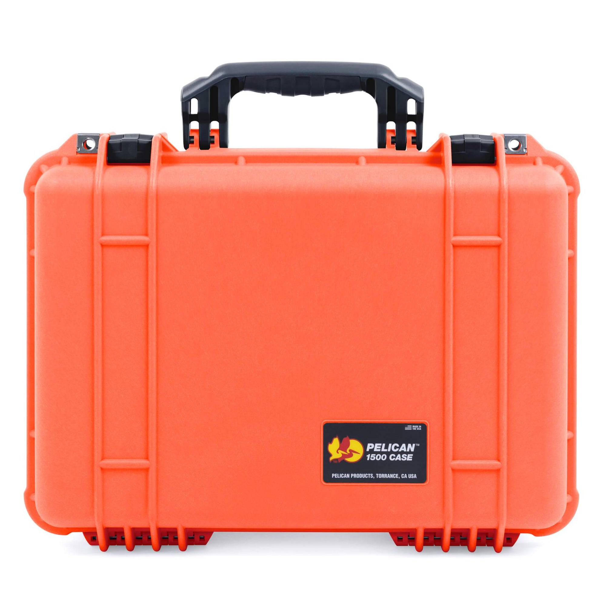 Pelican 1500 Case, Orange with Black Handle & Latches ColorCase 
