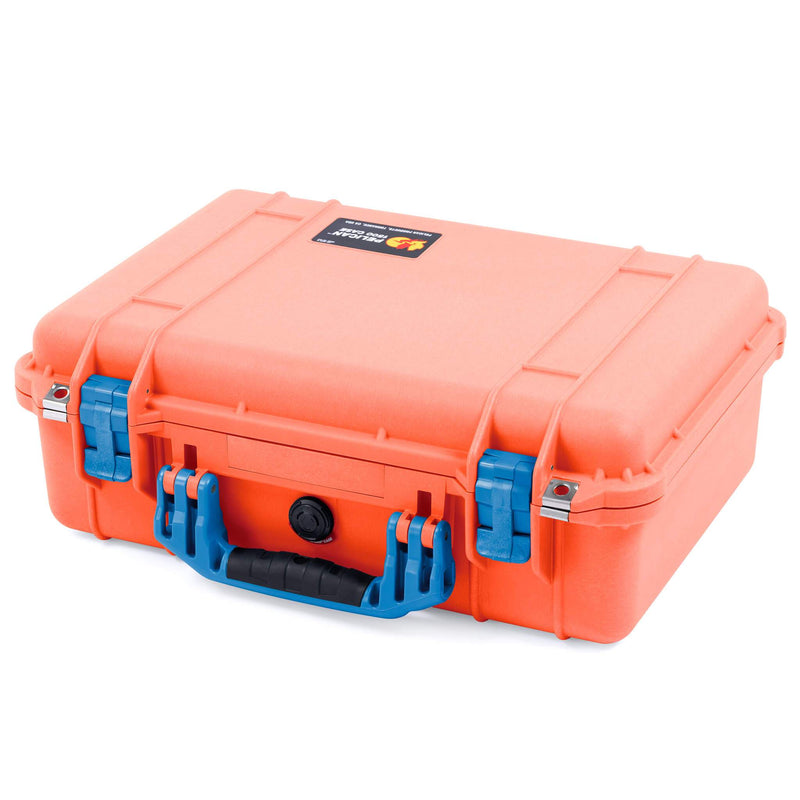 Pelican 1500 Case, Orange with Blue Handle & Latches ColorCase 