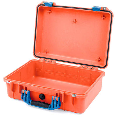 Pelican 1500 Case, Orange with Blue Handle & Latches None (Case Only) ColorCase 015000-0000-150-120