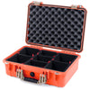 Pelican 1500 Case, Orange with Desert Tan Handle & Latches TrekPak Divider System with Convolute Lid Foam ColorCase 015000-0020-150-310