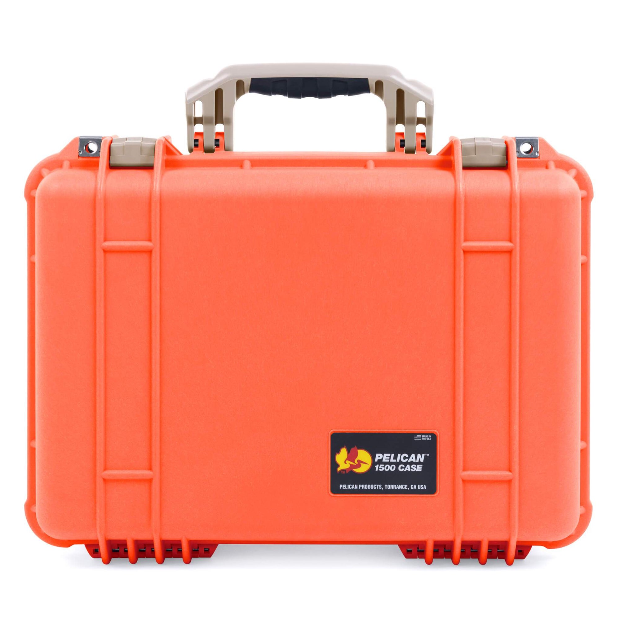 Pelican 1500 Case, Orange with Desert Tan Handle & Latches ColorCase 